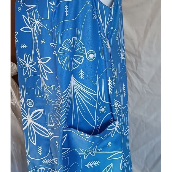 '70s SunDress Alice Of California M Blue Funky Animal Graphic Print Dress New - Picture 3 of 12